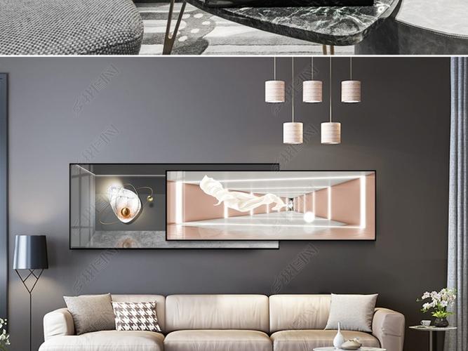 原创现代光影空间灯具3d立体叠拼客厅沙发墙装饰画版权可商用